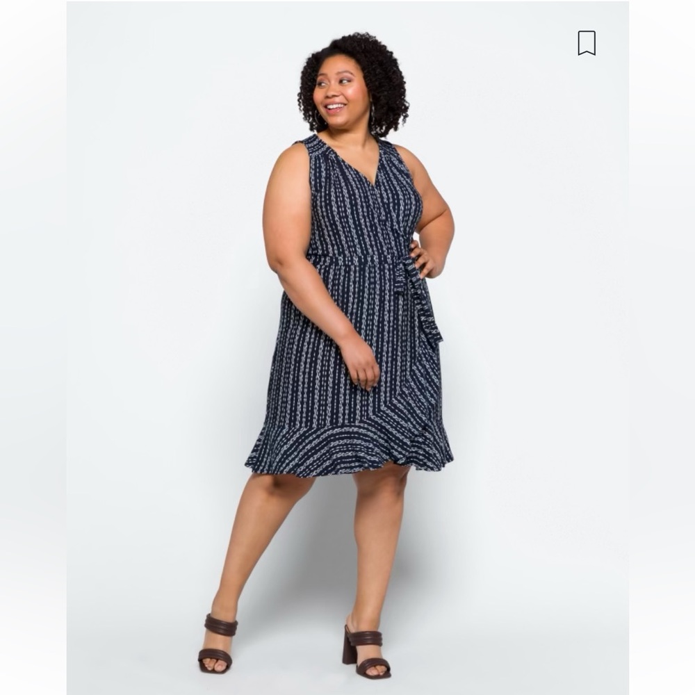 Loveappella Darielle Faux Wrap Ruffle Hem Dress